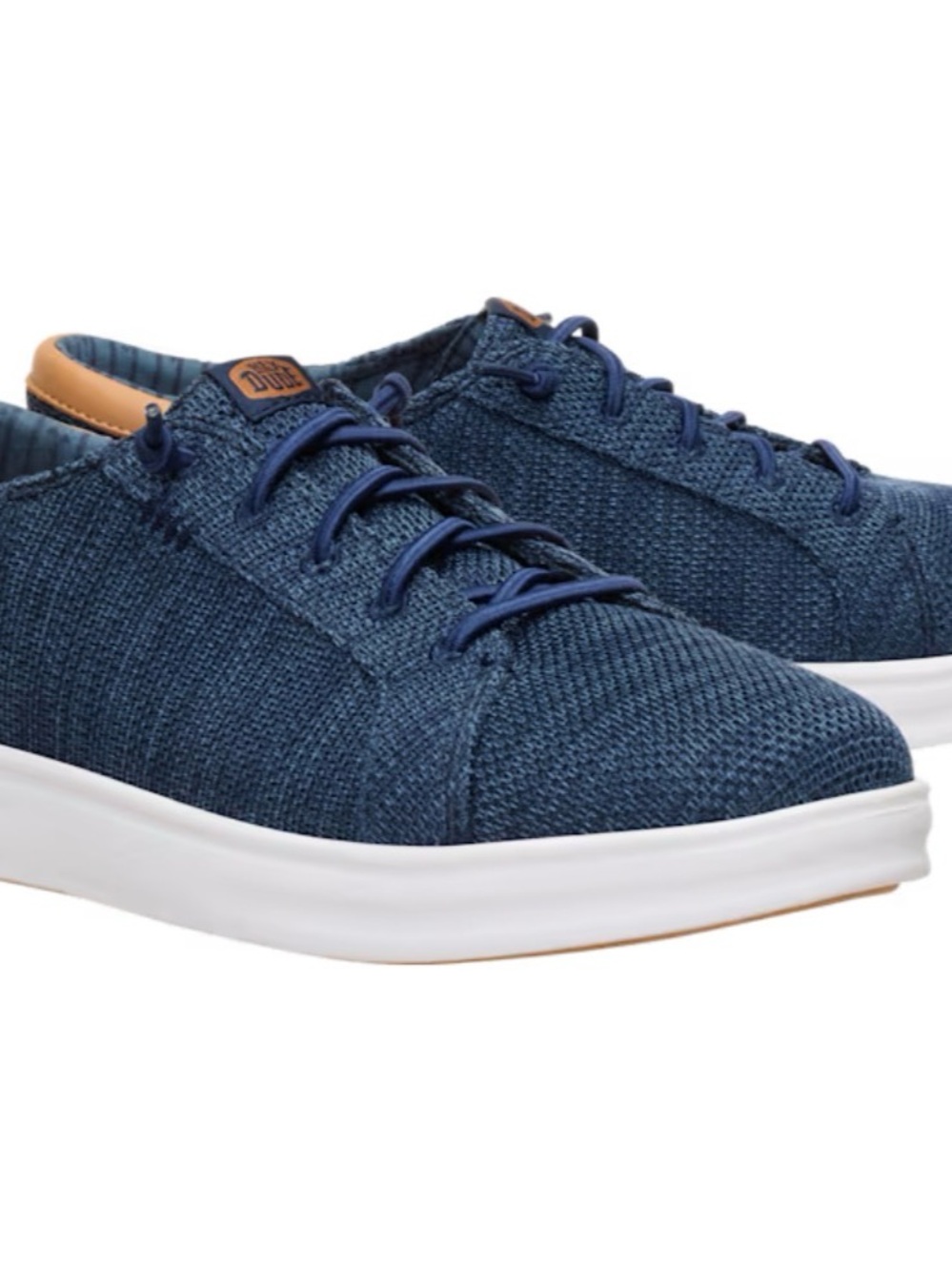 Hey Dude Navy Knit Lace-Up Sneakers with White Sole